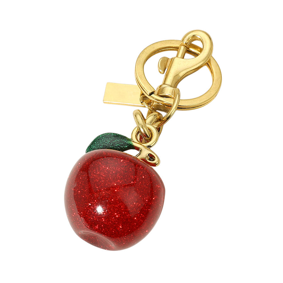 Glittering Red Apple Keychain Bag Charm
