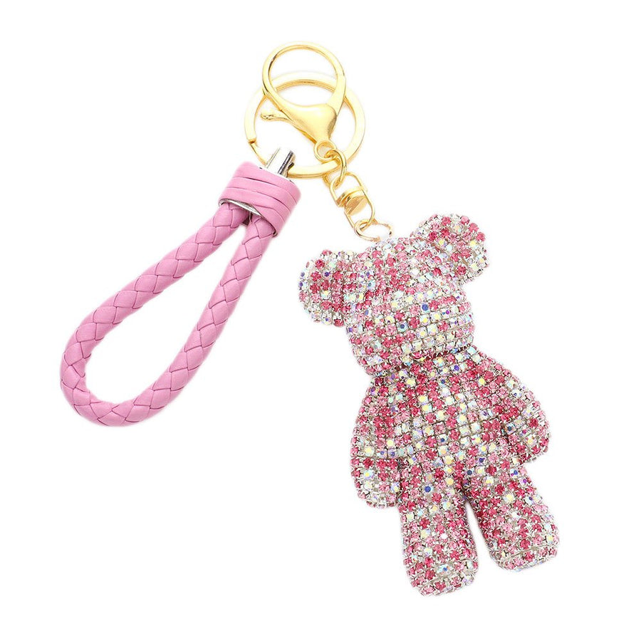 Bling Pink Bear Strap Key Chain