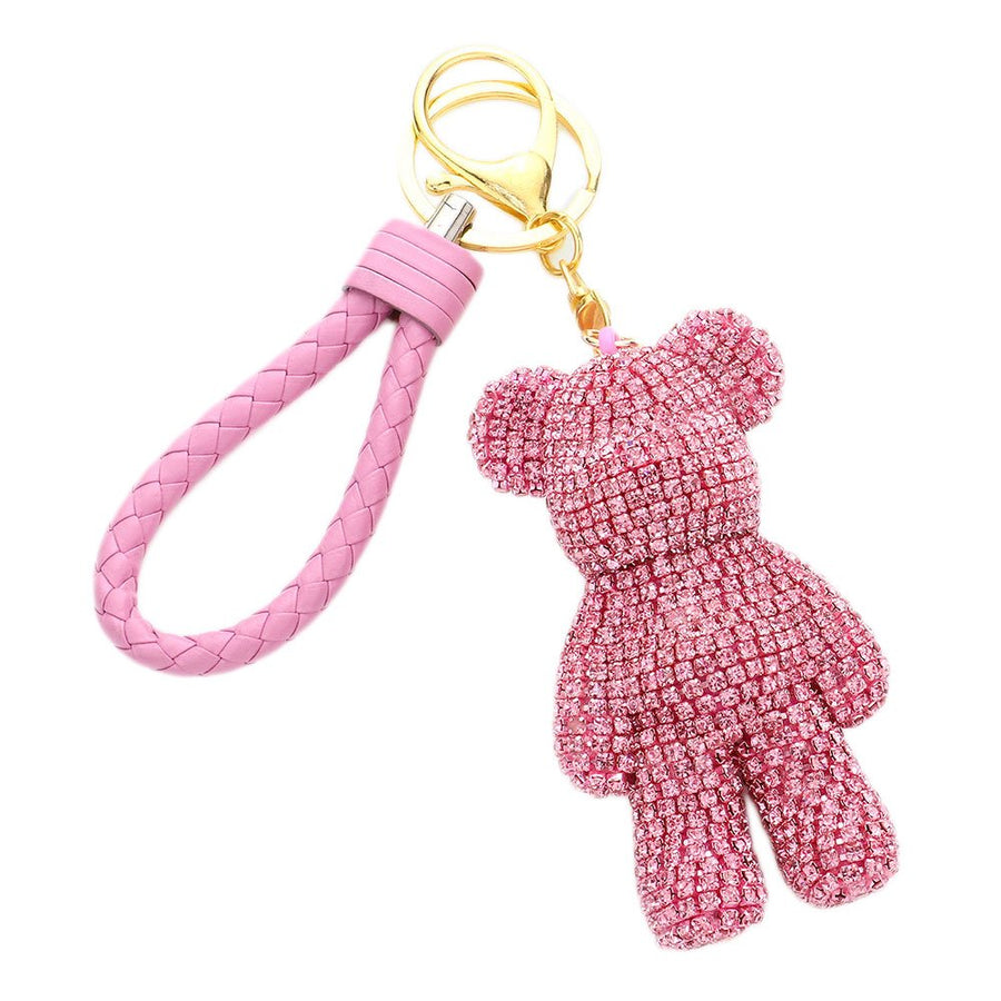 Bling Pink Bear Strap Key Chain