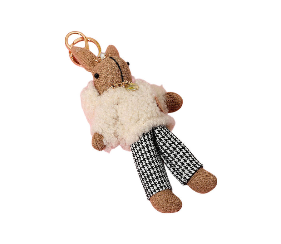 Stylish Beige Bunny Plush Doll Keychain / Bag Charm