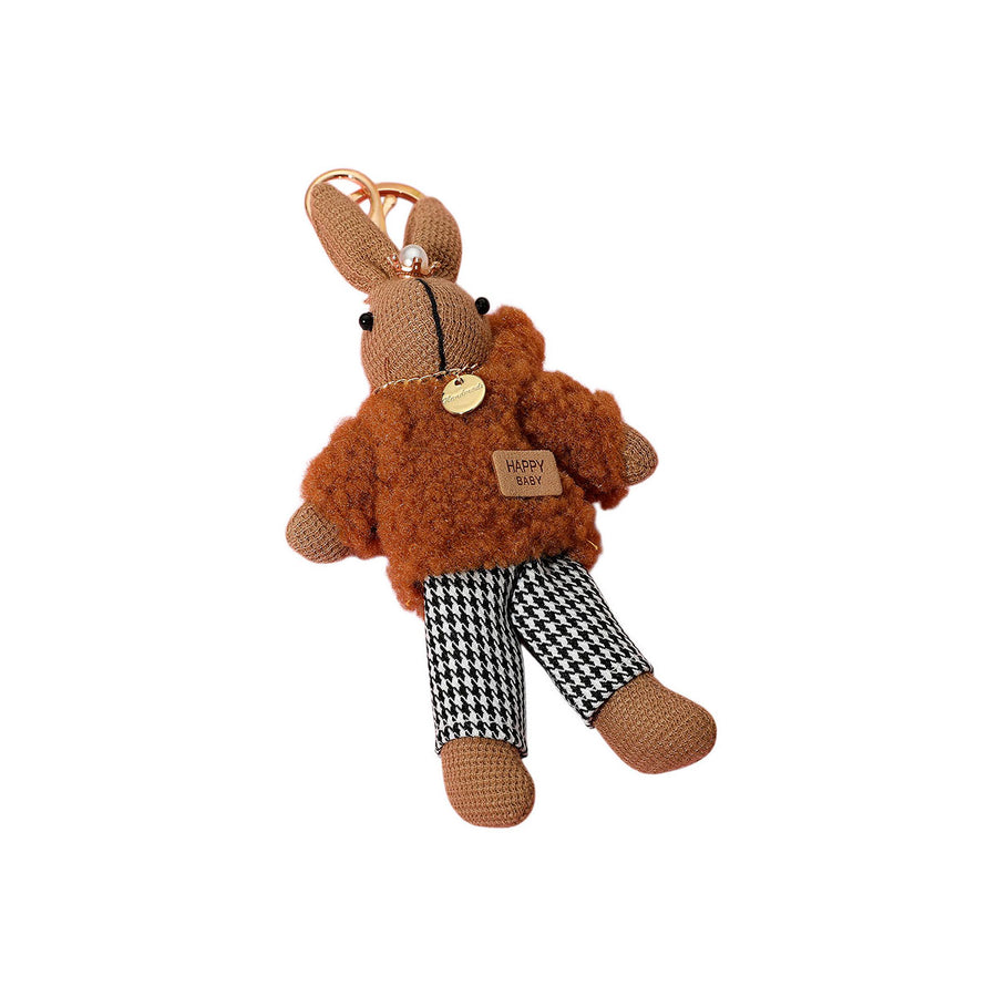 Stylish Beige Bunny Plush Doll Keychain / Bag Charm