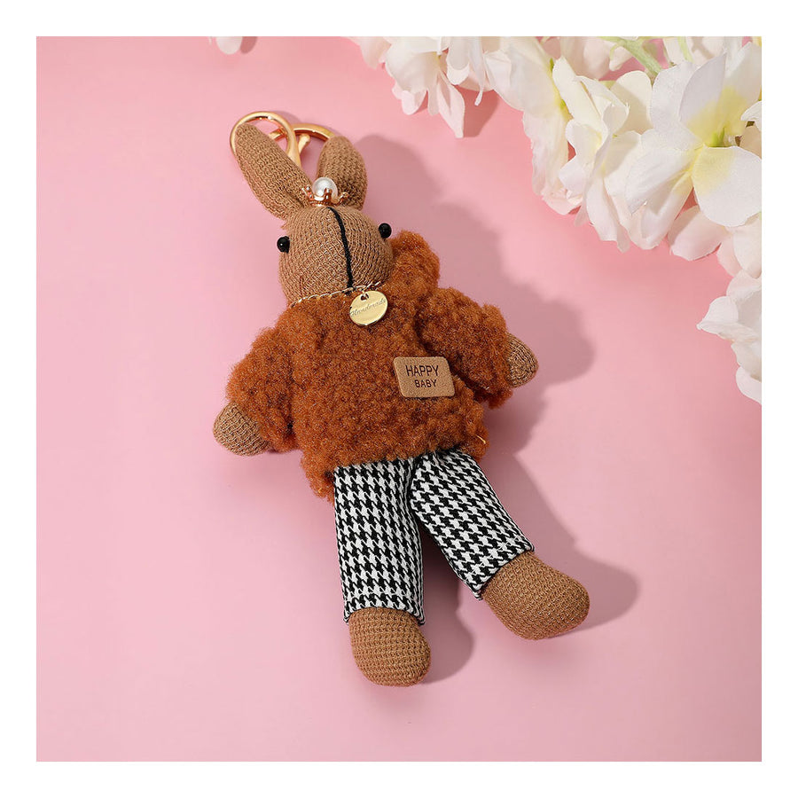 Stylish Beige Bunny Plush Doll Keychain / Bag Charm