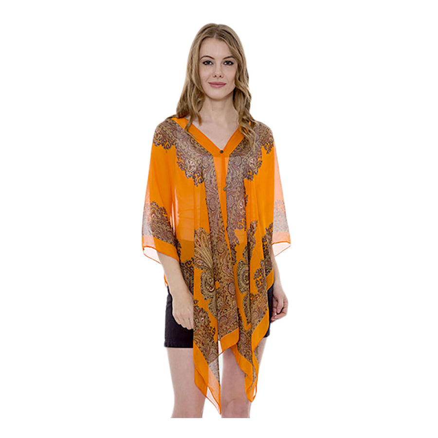Green Paisley Print Button Cover Up