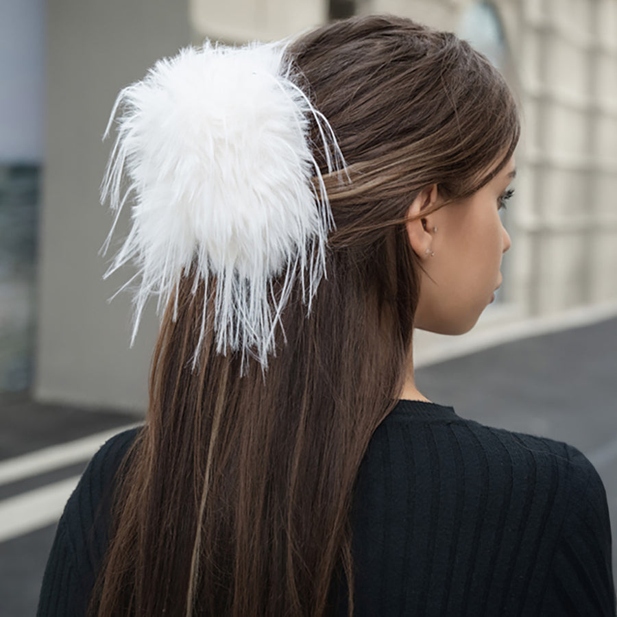 Chic White Feather Hair Claw Clip