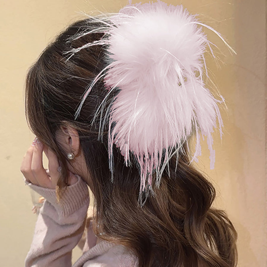 Chic White Feather Hair Claw Clip