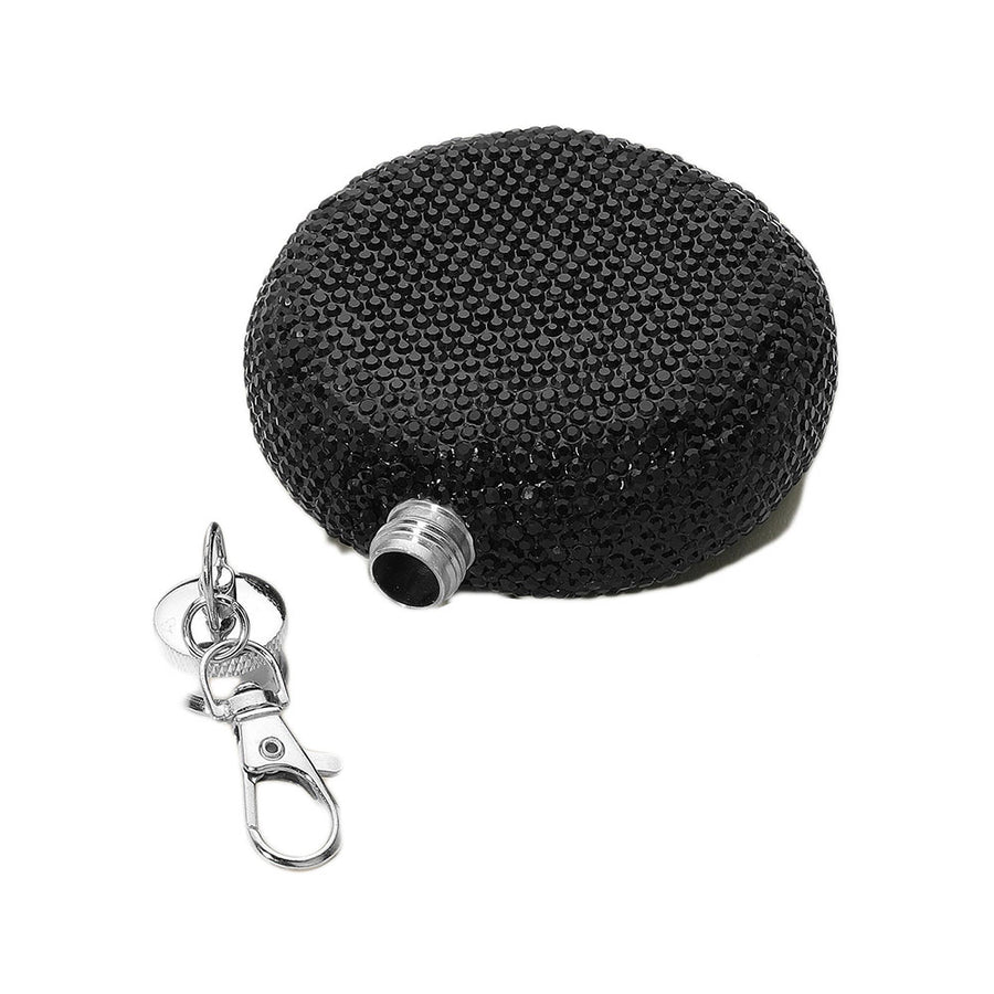 Pink 3 Oz Bling Studded Stainless Steel Round Flask