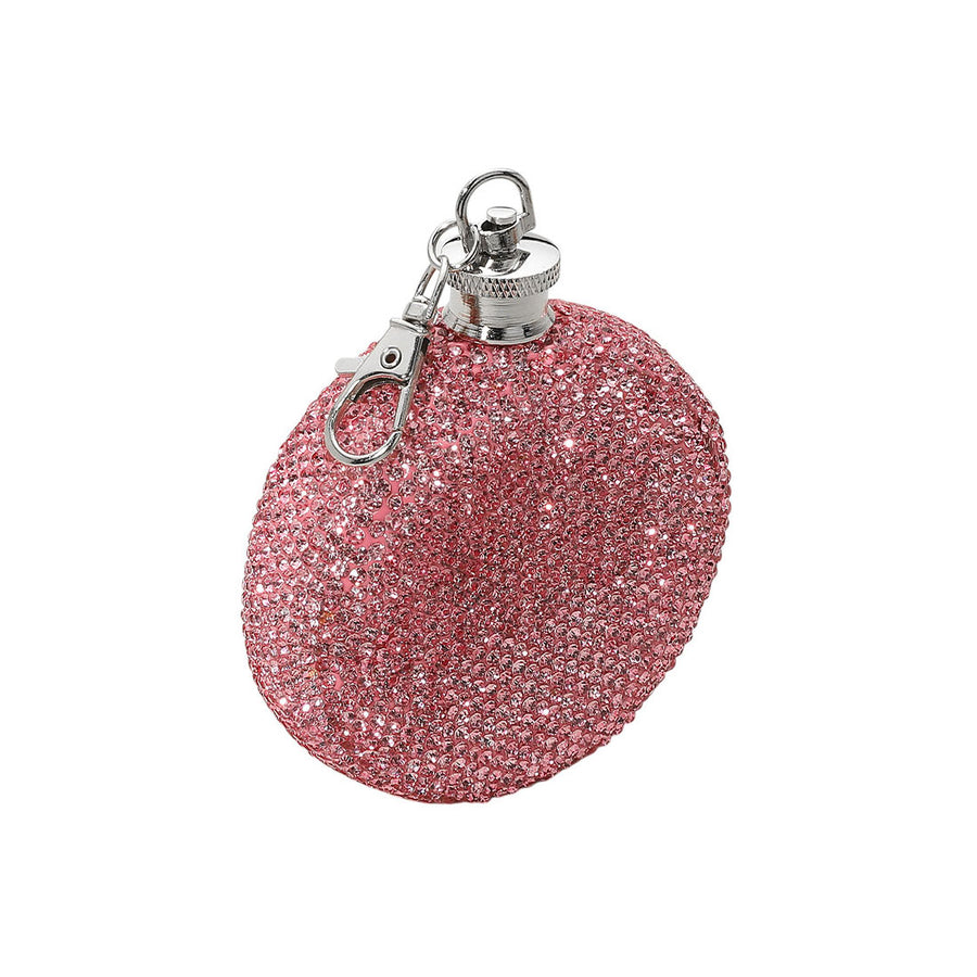 Pink 3 Oz Bling Studded Stainless Steel Round Flask