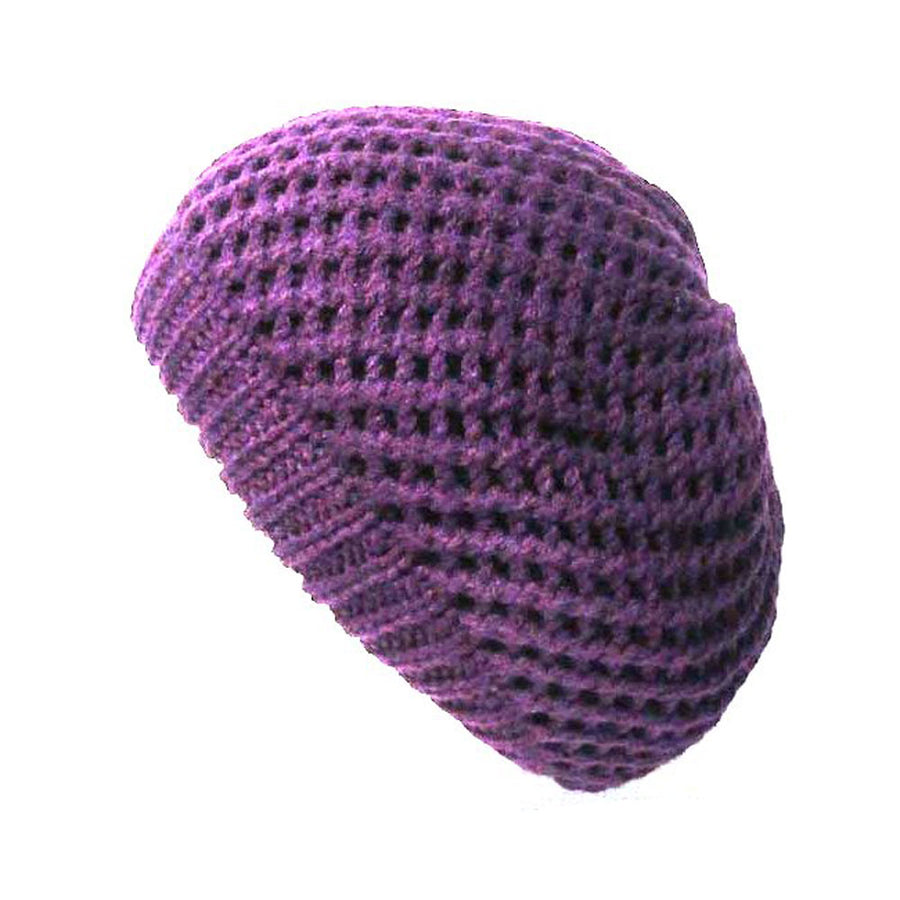 Purple Beret Knit Beanie Hat