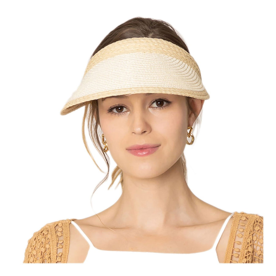 Lavender Trim Straw Visor Hat