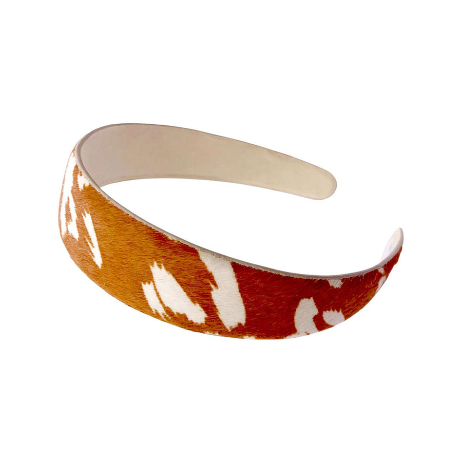 Brown Genuine Leather Animal Pattern Headband