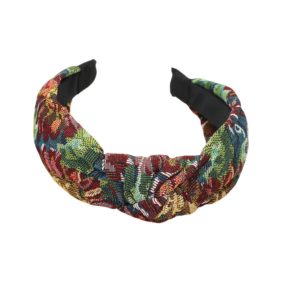 Multi Yellow Floral Pattern Print Knot Headband