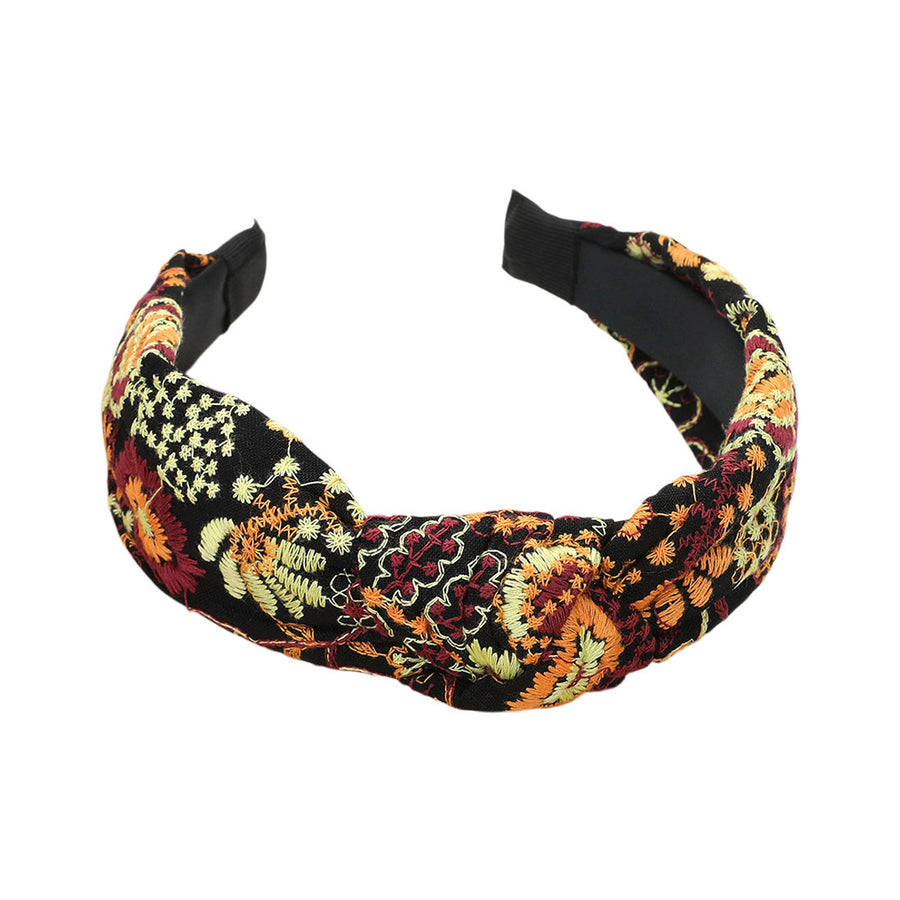 Multi Yellow Floral Pattern Print Knot Headband