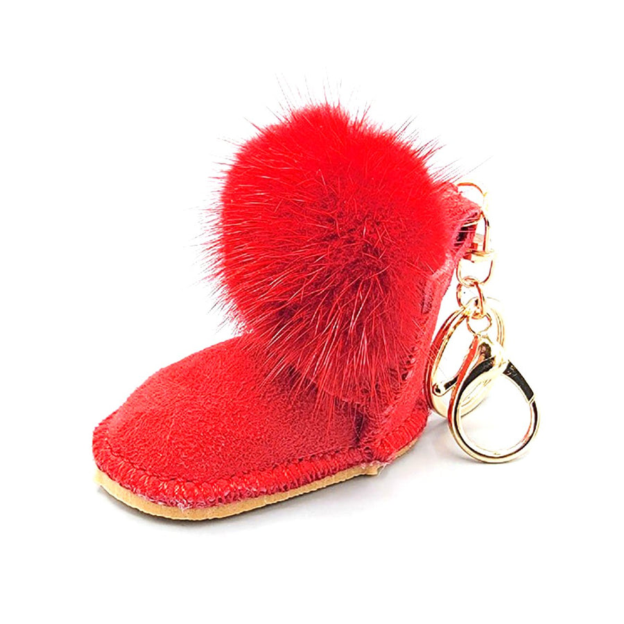 Lavender faux Fur Pom Pom Boot Keychain Charm