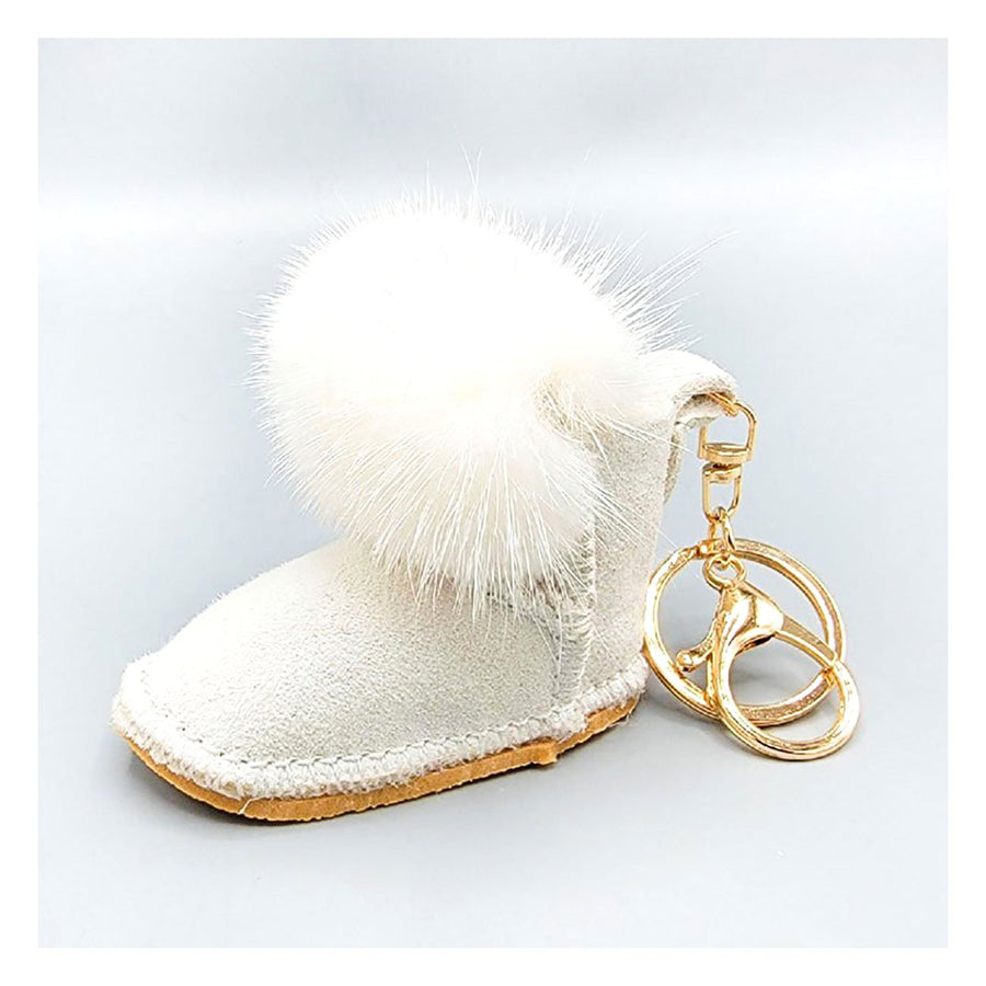 Lavender faux Fur Pom Pom Boot Keychain Charm