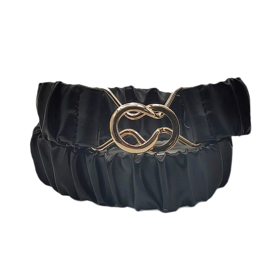 Burgundy Pleated Scrunch Stretch Elastic Belt