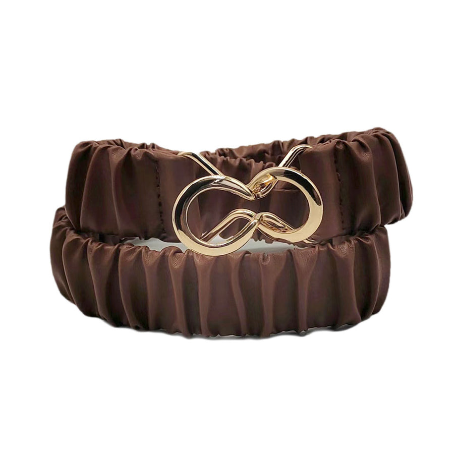 Burgundy Pleated Scrunch Stretch Elastic Belt