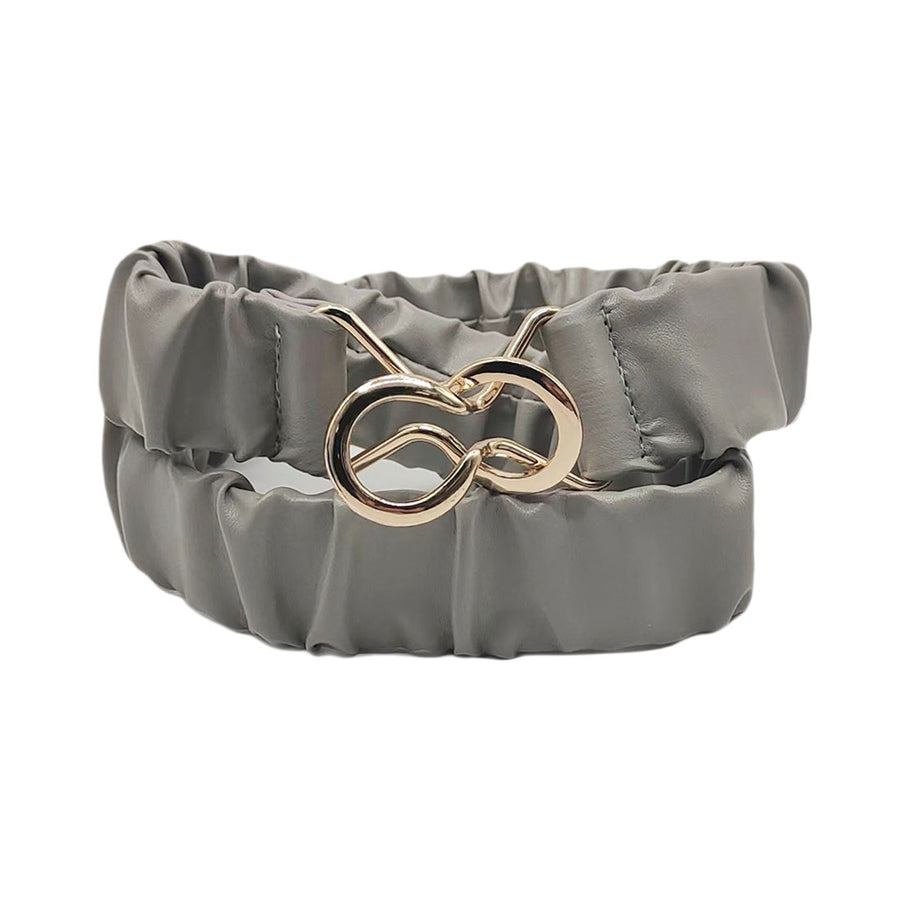 Burgundy Pleated Scrunch Stretch Elastic Belt
