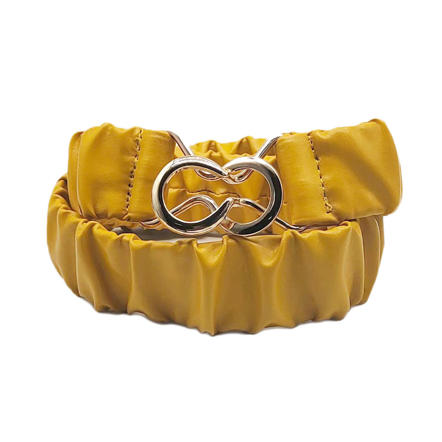 Burgundy Pleated Scrunch Stretch Elastic Belt