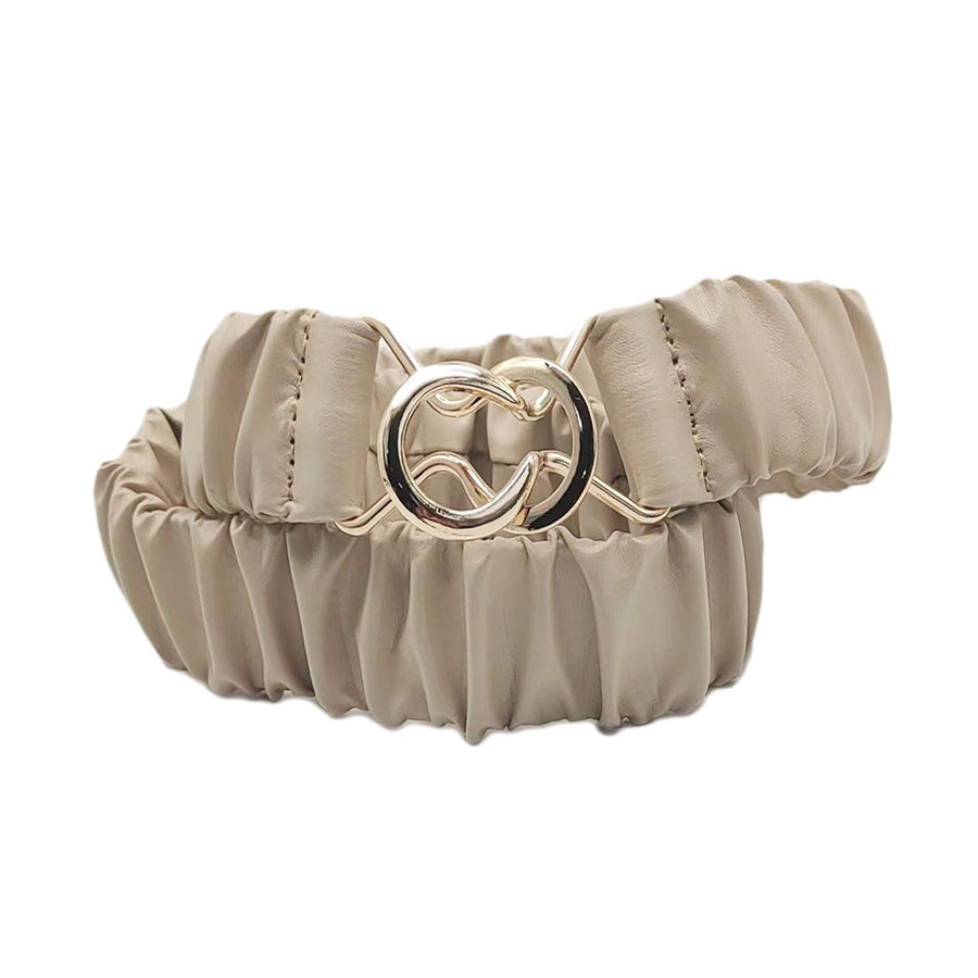 Burgundy Pleated Scrunch Stretch Elastic Belt
