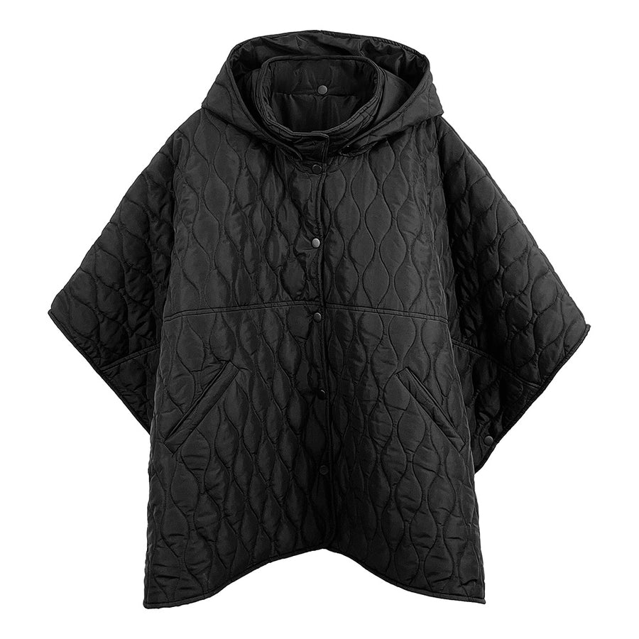 Pink Quilted Short Sleeves Puffer Pullover Poncho