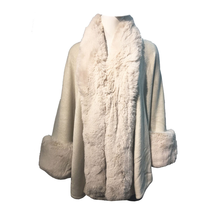 Luxurious Pink Faux Fur Trim Cape Wrap