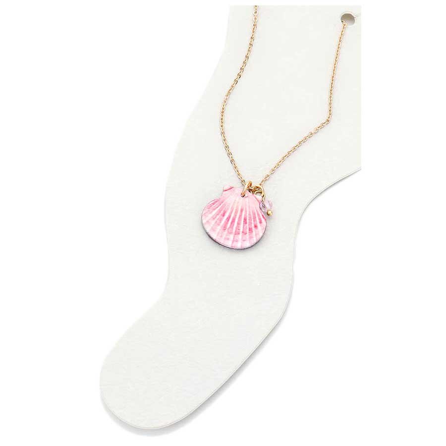 Pink Wood Seashell Gold Chain Anklet