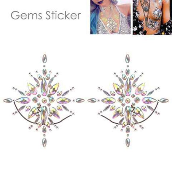 Glittering Teardrop Rhinestone Beads Body Jewel Gem Sticker
