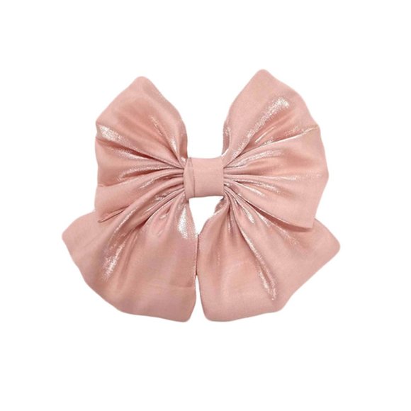 Shimmering Pink Bow Ribbon Barrette