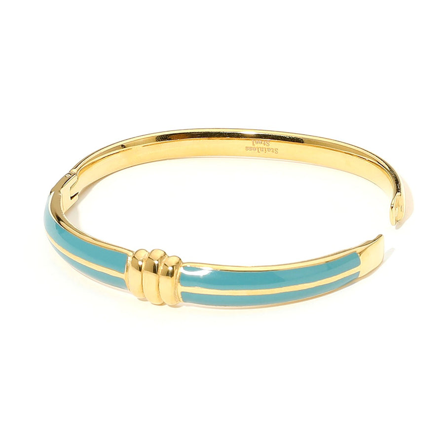 Pink Enamel Hinged Bangle Bracelet