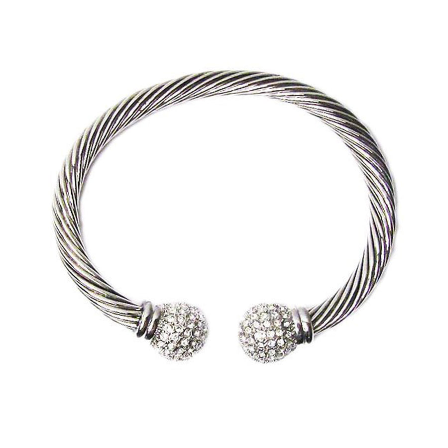 Glittering Silver Cable Rope Cuff Bracelet