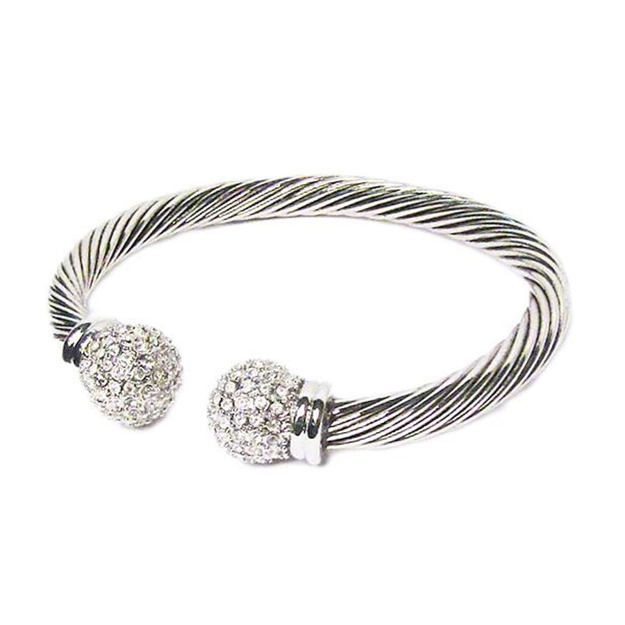 Glittering Silver Cable Rope Cuff Bracelet