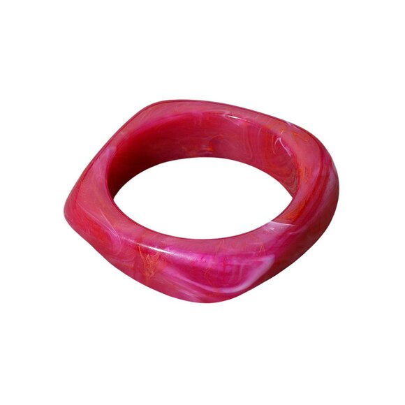 Fuchsia Abstract Square Celluloid Acetate Bangle Bracelet