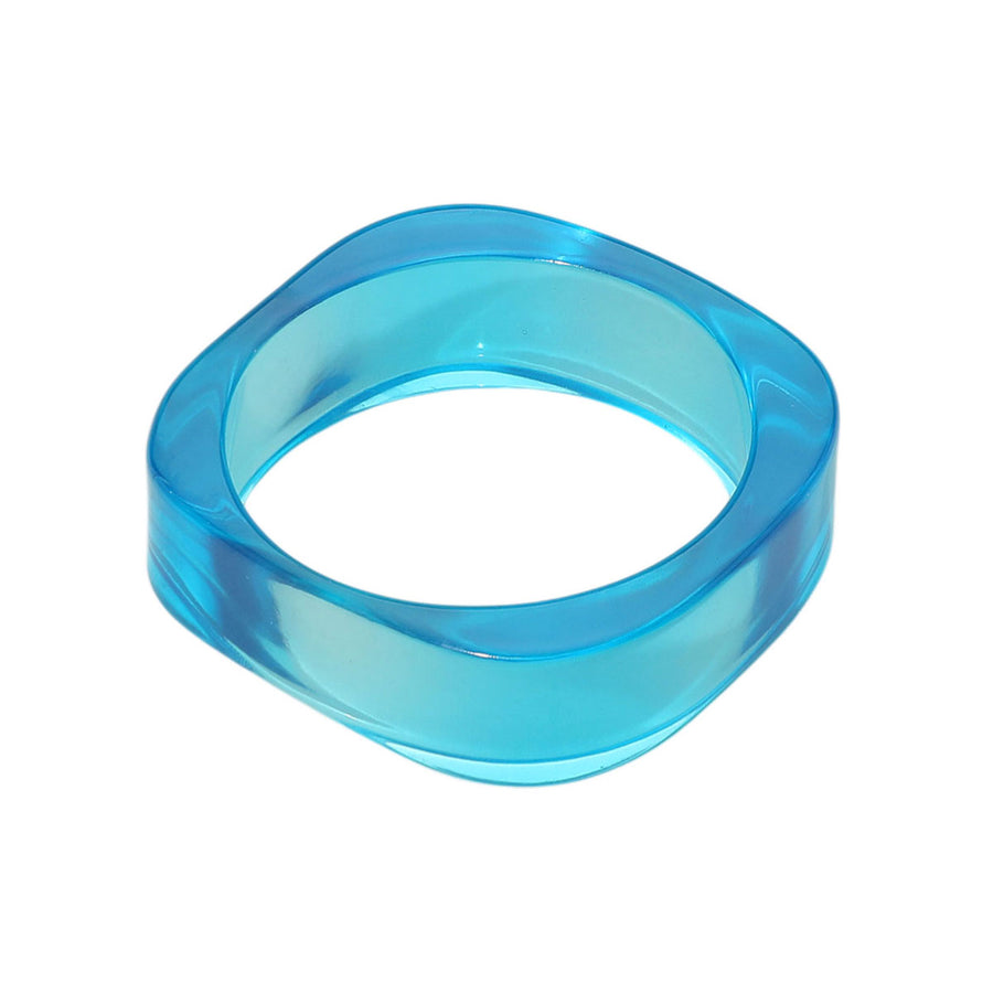 Blue Chunky Transparent Resin Square Bangle Bracelet