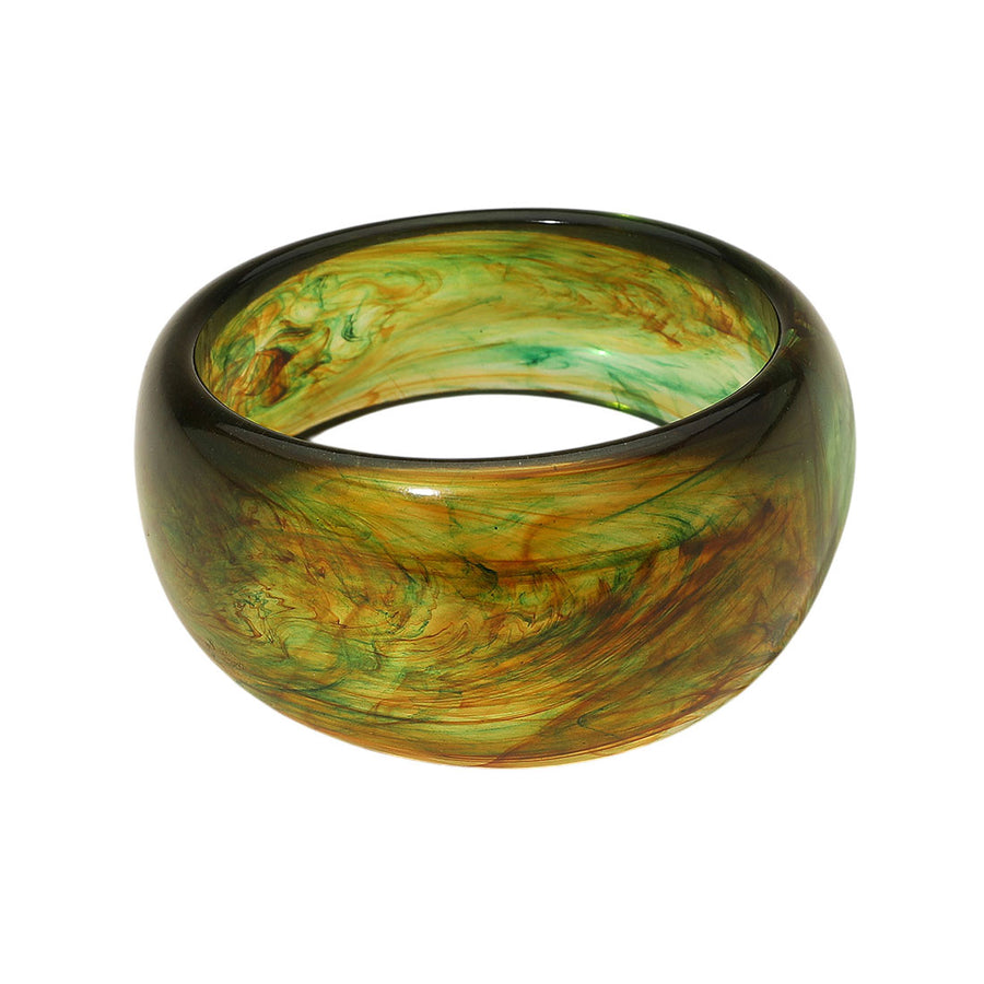 Bold Green Wide Celluloid Acetate Bangle Bracelet