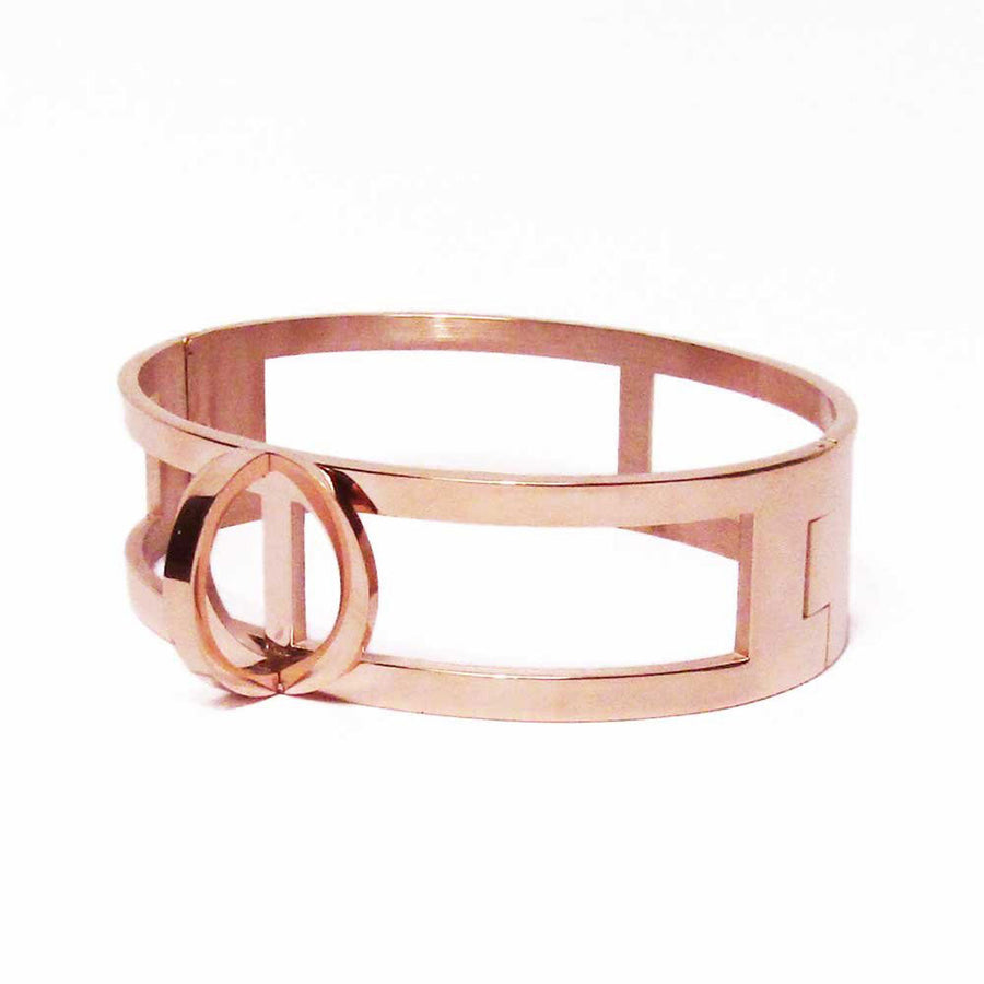 Modern Rose Gold Twist Double Bangle Bracelet