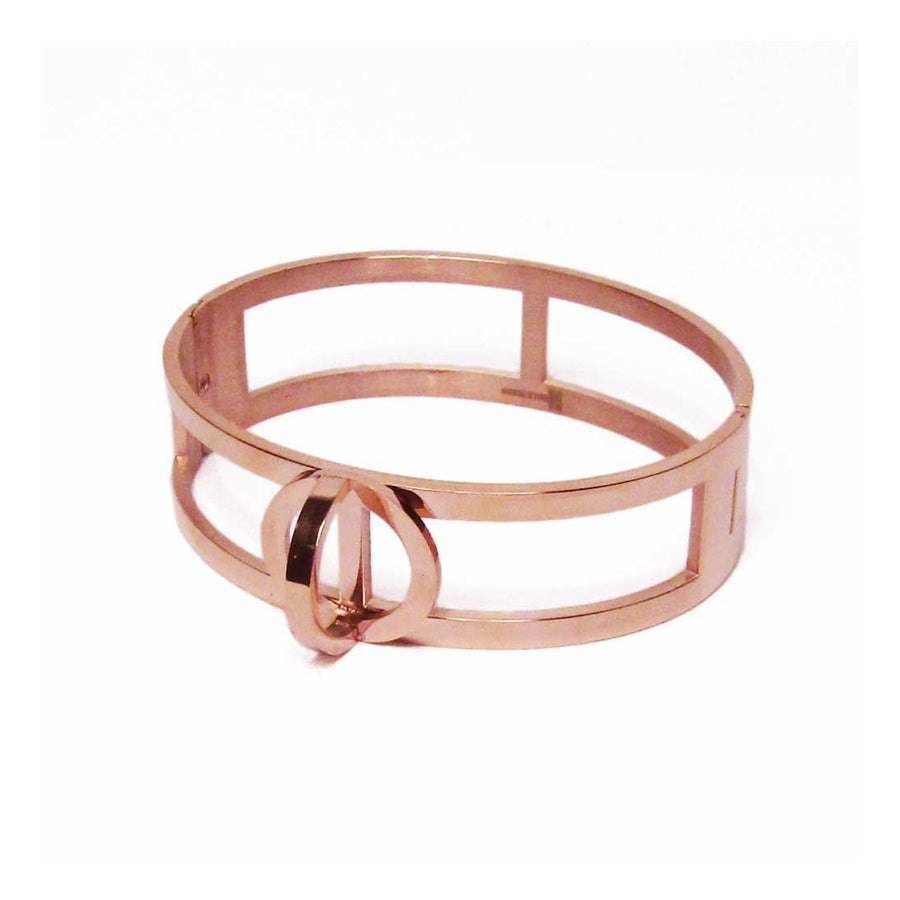 Modern Rose Gold Twist Double Bangle Bracelet