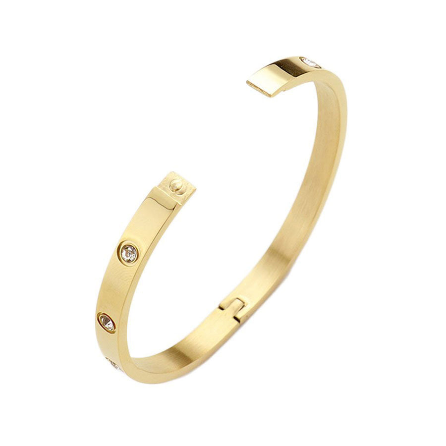Stunning Iconic Clear Crystal Gold Bangle Bracelet
