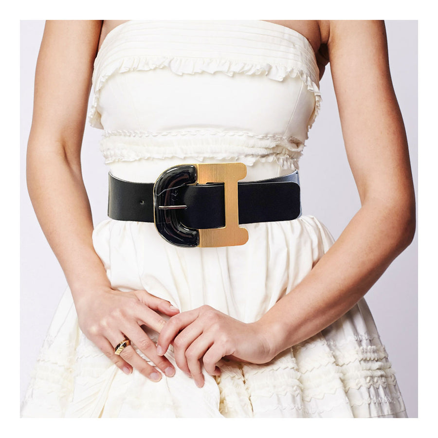 Green Acetate Buckle Stretch Elastic Belt