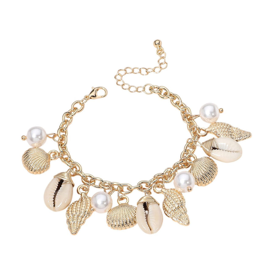 Cream Pearl Puka Shell Charm Bracelet