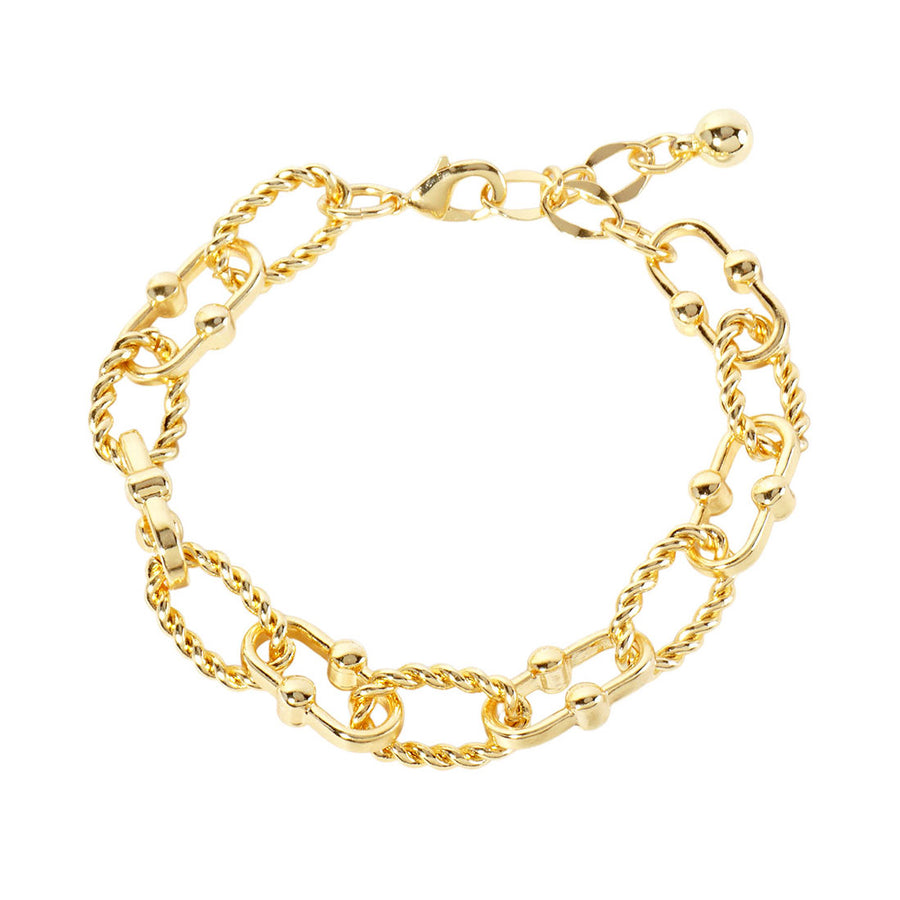 Gold Oval Ring Chain Link Bracelet