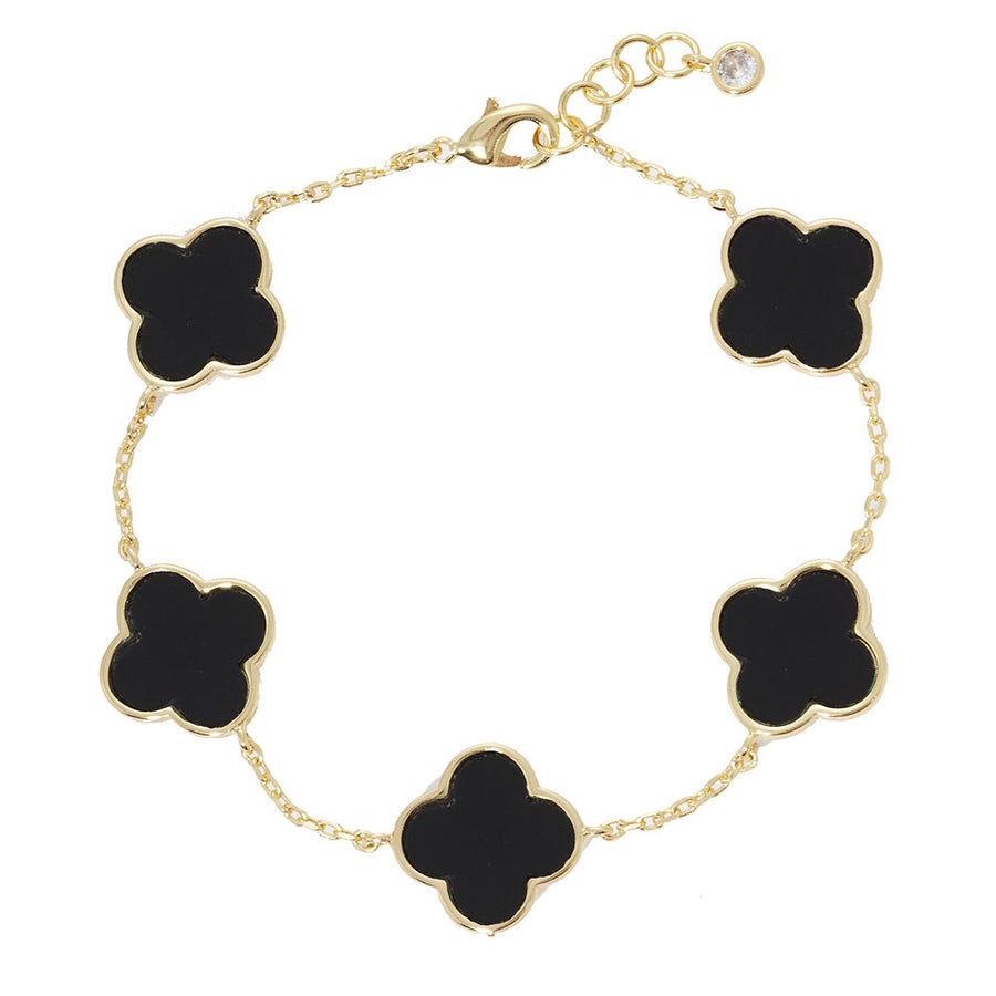 Dazzling Multi Color Quatrefoil Clover Chain Link Bracelet