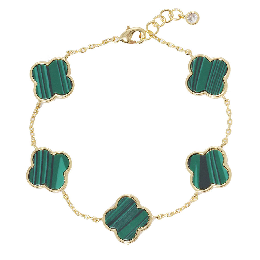 Dazzling Multi Color Quatrefoil Clover Chain Link Bracelet