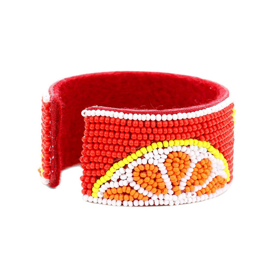Gorgeous Beaded Orange Cuff Bangle Bracelet