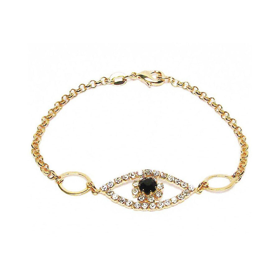 Evil Eye CZ Crystal Gold Vermeil Pendant Bracelet