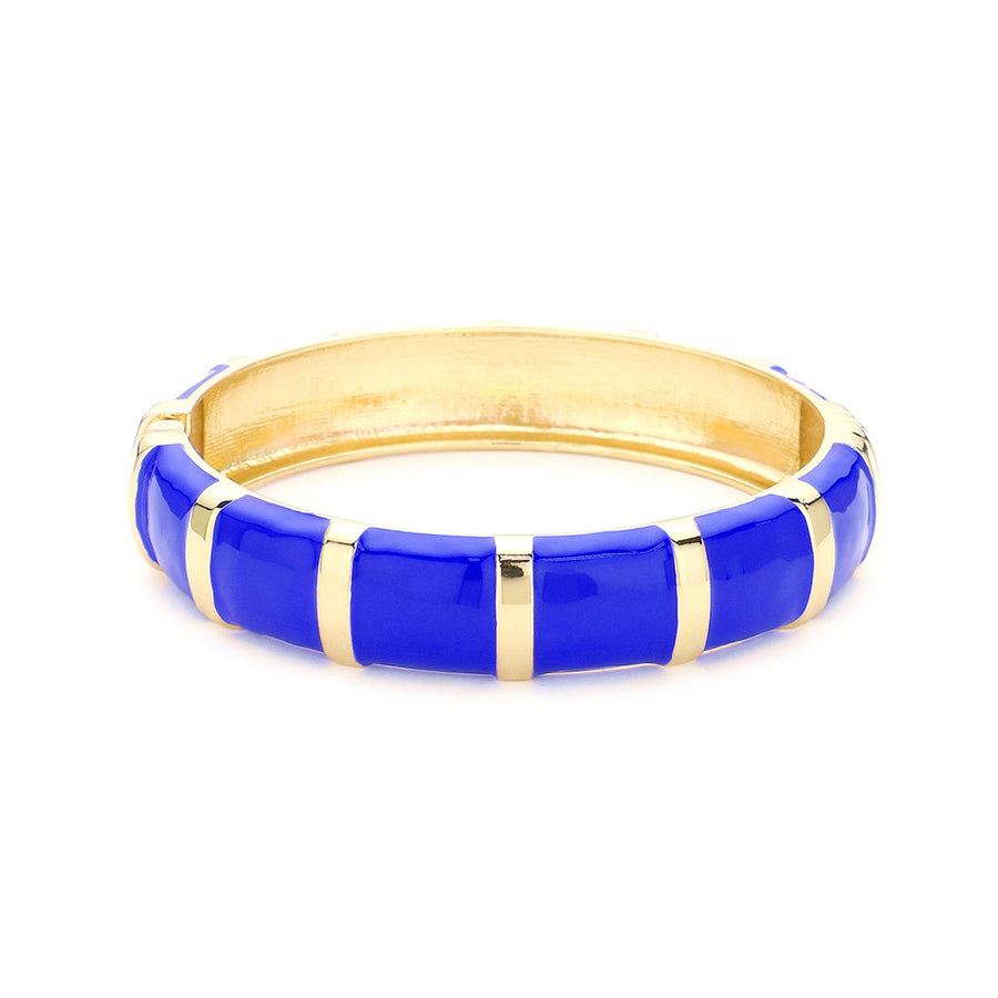 Purple Enamel Stripe Hinged Bangle Bracelet