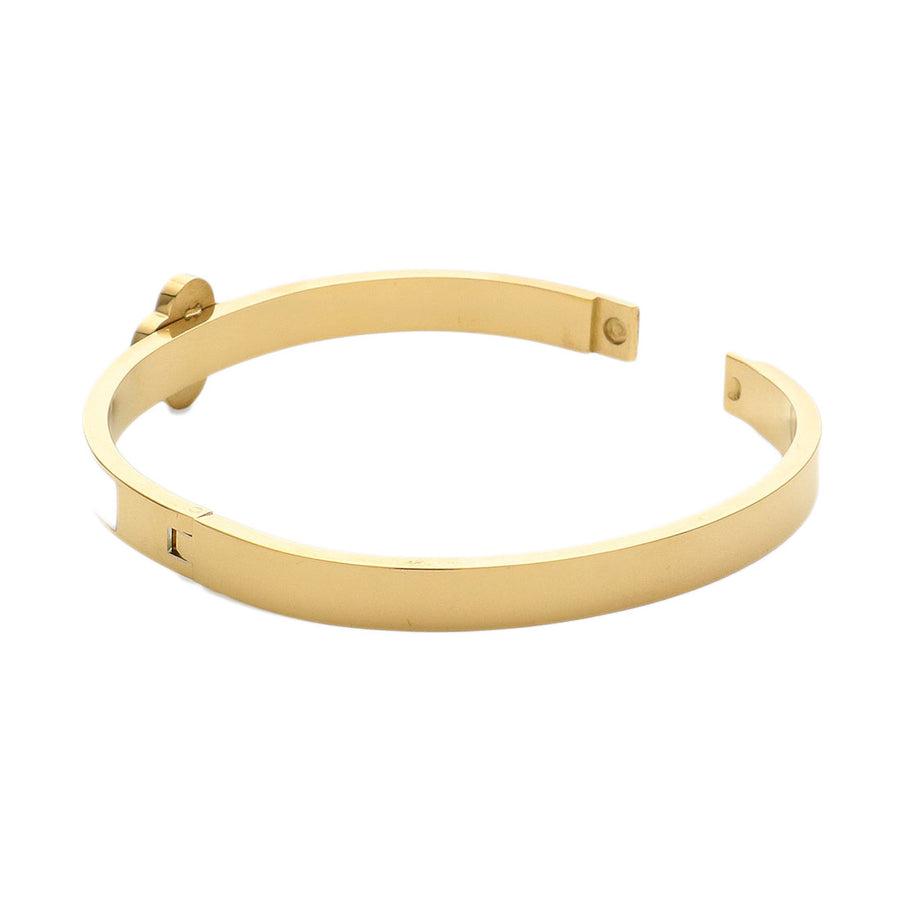 Green Quatrefoil Pointed Stainless Steel Hinged Bracelet