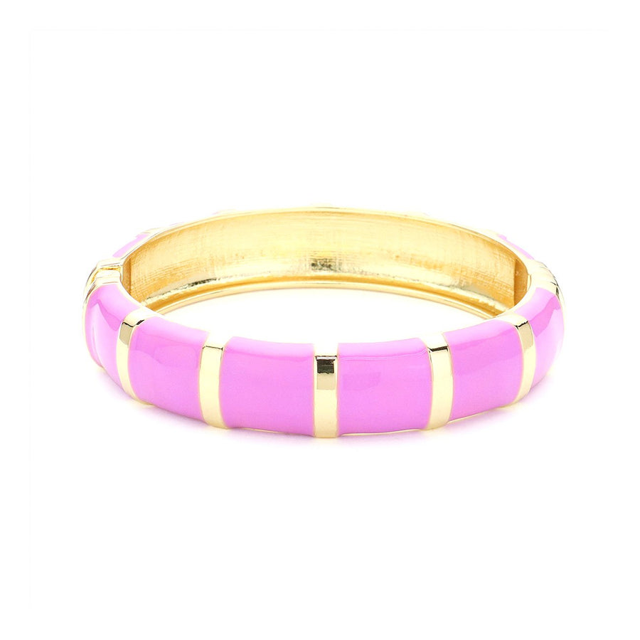 Purple Enamel Stripe Hinged Bangle Bracelet