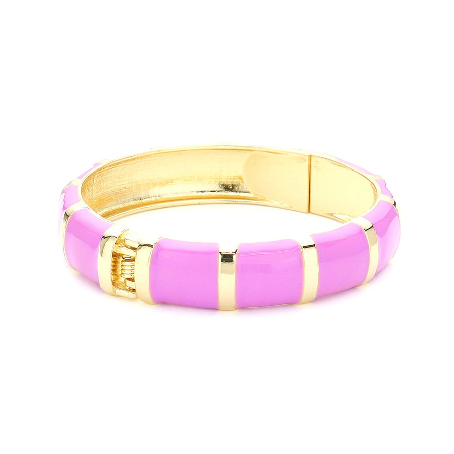 Purple Enamel Stripe Hinged Bangle Bracelet