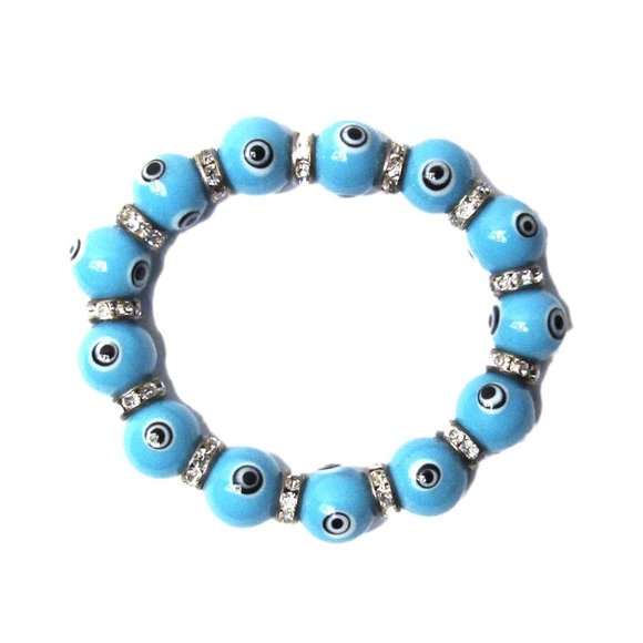 Sky Blue Evil Eye Stretchy Bracelet