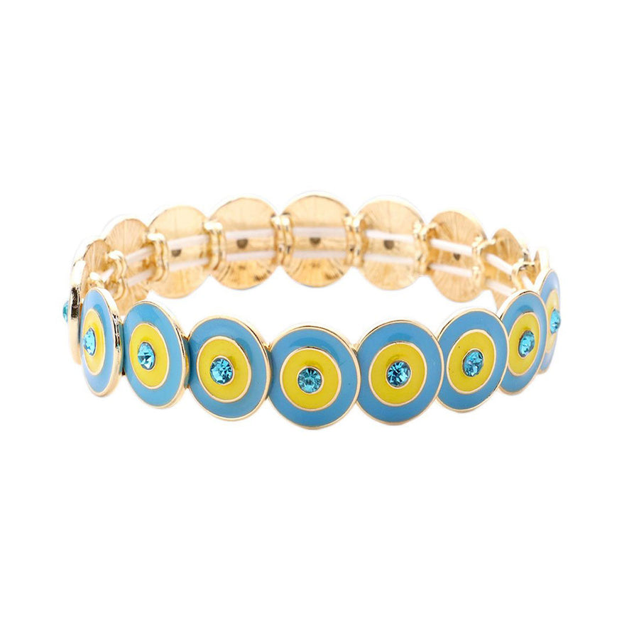 Stylish Blue Crystal Evil Eye Stretchy Bracelet